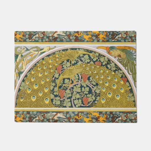 Jugendstil im Pfauenstil - runder, aufwändiger Ent Fußmatte (Vorderseite)