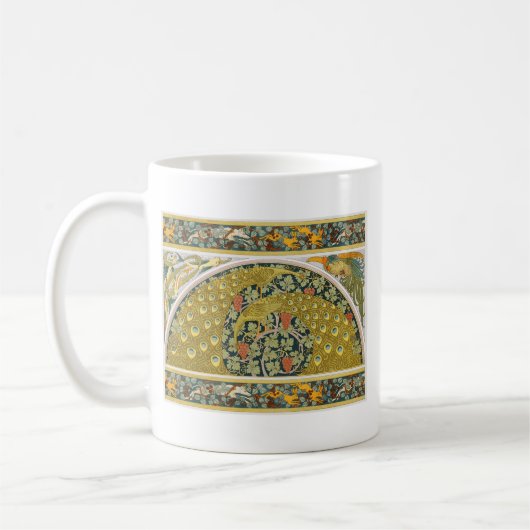 Jugendstil im Pfauenstil - runder, aufwändiger Ent Kaffeetasse (Links)