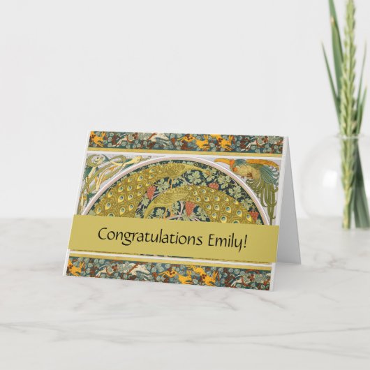 Jugendstil im Pfauenstil - runder, aufwändiger Ent Karte (Vorderseite)