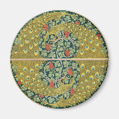 Jugendstil im Pfauenstil - runder, aufwändiger Ent Magnet (Vorne)