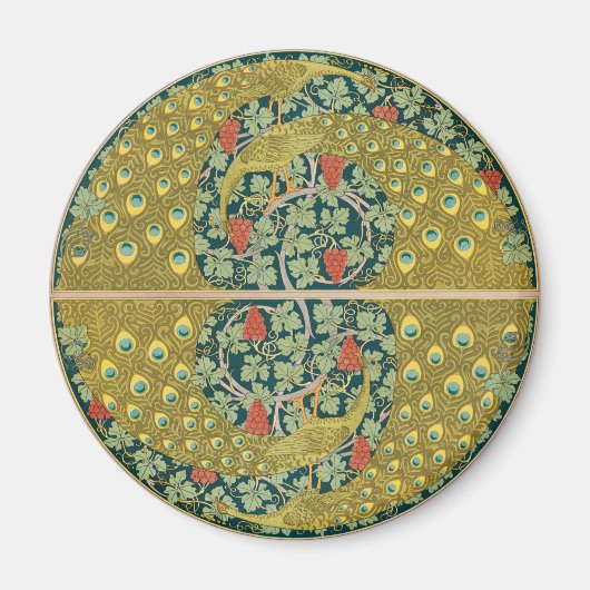 Jugendstil im Pfauenstil - runder, aufwändiger Ent Magnet (Vorne)