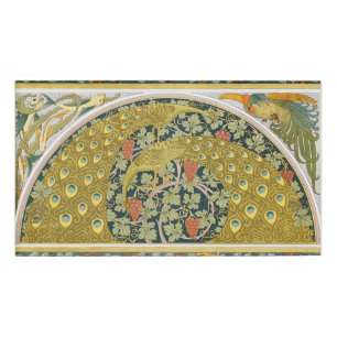 Jugendstil im Pfauenstil - runder, aufwändiger Ent Namenschild