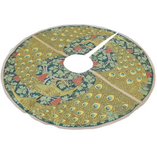 Jugendstil im Pfauenstil - runder, aufwändiger Ent Polyester Weihnachtsbaumdecke (Schrägansicht)