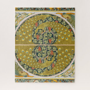 Jugendstil im Pfauenstil - runder, aufwändiger Ent Puzzle