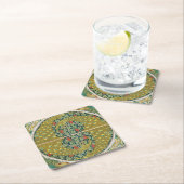 Jugendstil im Pfauenstil - runder, aufwändiger Ent Rechteckiger Pappuntersetzer (Vor Ort)