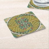 Jugendstil im Pfauenstil - runder, aufwändiger Ent Rechteckiger Pappuntersetzer (angewinkelt)