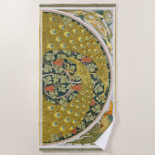 Jugendstil im Pfauenstil - runder, aufwändiger Ent Strandtuch (Vorderseite)