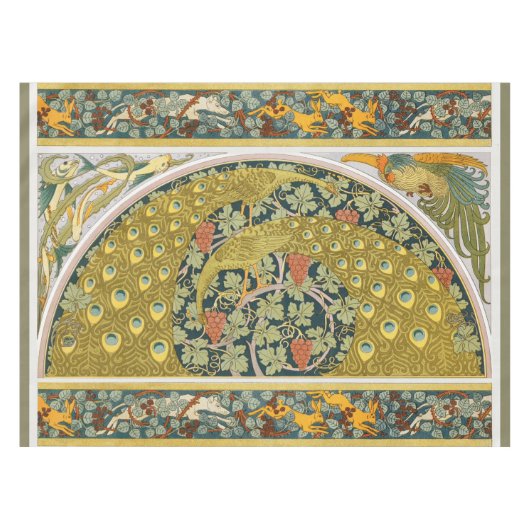 Jugendstil im Pfauenstil - runder, aufwändiger Ent Tischdecke (Vorderseite (Horizontal))