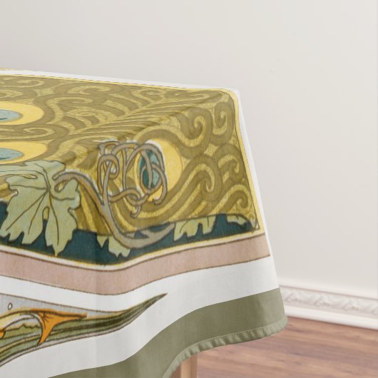 Jugendstil im Pfauenstil - runder, aufwändiger Ent Tischdecke (Beispiel)