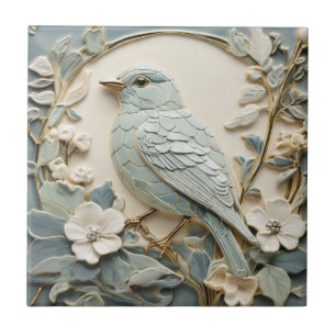 Jugendstil-Imitate-Relief Bluebird Bird Links Minz Fliese