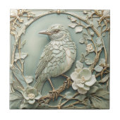 Jugendstil-Imitate-Relief Links Starling Bird Sage Fliese (Vorderseite)