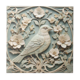 Jugendstil-Imitate Relief Right Bird Blume Minze Fliese
