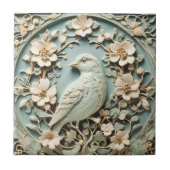 Jugendstil-Imitate-Relief Verlassen Vogelblumenmin Fliese (Vorderseite)