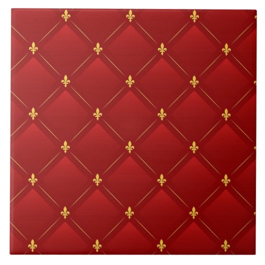 Jugendstil in Weihnachten Rot und Gold Fliese (Vorderseite)