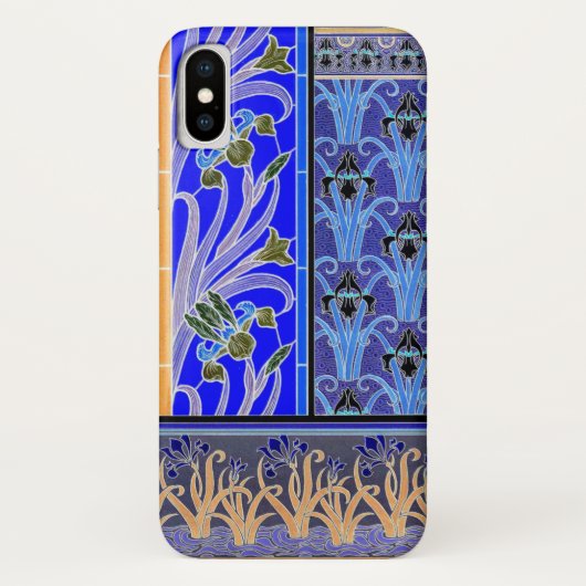 Jugendstil-Iris-Blume Case-Mate iPhone Hülle (Rückseite)