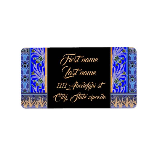 Jugendstil-Iris-Blume elegant Vintag Adressaufkleber (Vorne)