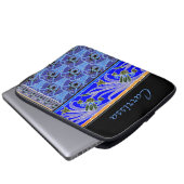 Jugendstil-Iris-Blume elegante verneuil blue blau Laptopschutzhülle (Vorne Knopf)