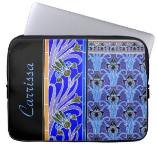 Jugendstil-Iris-Blume elegante verneuil blue blau Laptopschutzhülle