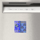 Jugendstil-Iris-Blume elegante verneuil blue blau Magnet (In Situ (Geschirrspüler))