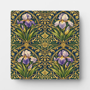 Jugendstil-Iris-Blumendamast Fotoplatte