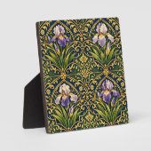 Jugendstil-Iris-Blumendamast Fotoplatte (Vorderseite)