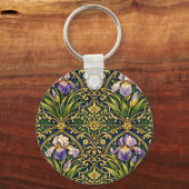 Jugendstil-Iris-Blumendamast Schlüsselanhänger (Rückseite)