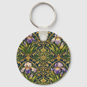 Jugendstil-Iris-Blumendamast Schlüsselanhänger (Rückseite)