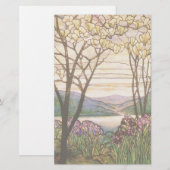 Jugendstil Iris Magnolia Blume Florenz Briefpapier (Vorne/Hinten)