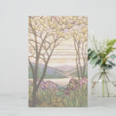 Jugendstil Iris Magnolia Blume Florenz Briefpapier (Stehend Vorderseite)