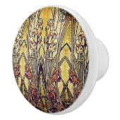 Jugendstil-Iris-Muster Gold Bronze rot elegant Keramikknauf (Rechts)