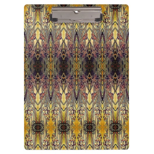 Jugendstil-Iris-Muster Gold Bronze rot elegant Klemmbrett (Vorderseite)
