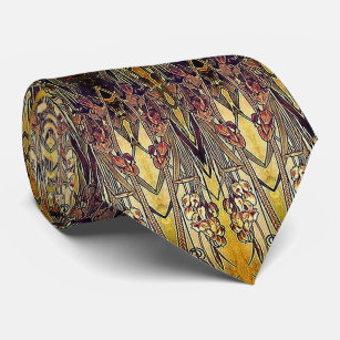 Jugendstil-Iris-Muster Gold Bronze rot elegant Krawatte