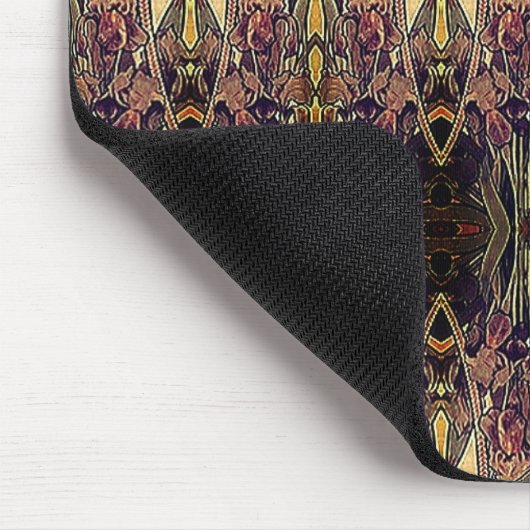 Jugendstil-Iris-Muster Gold Bronze rot elegant Mousepad (Ecke)