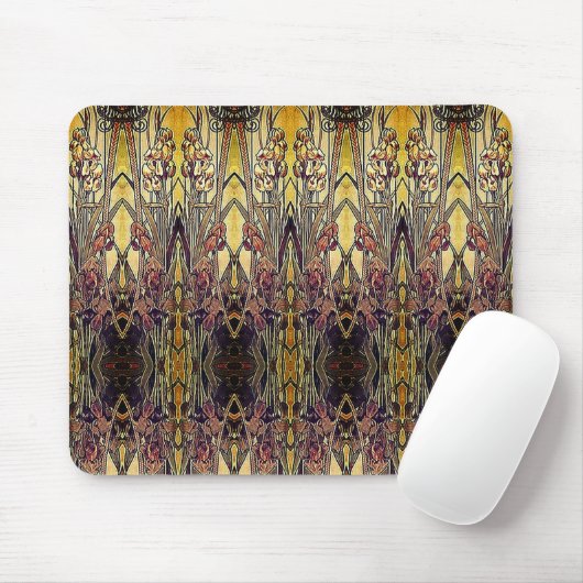 Jugendstil-Iris-Muster Gold Bronze rot elegant Mousepad (Mit Mouse)