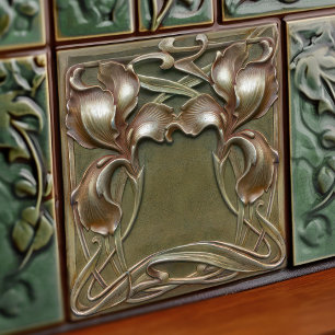 Jugendstil-Iris-Symmetrische-Blumen-Wandkunst Fliese