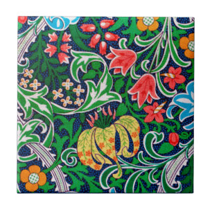 Jugendstil Jacobean Floral, Smaragdgrün Fliese