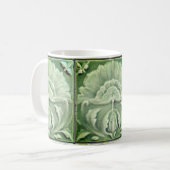Jugendstil-Jugendstil-Blume Fliesen Design Grün Kaffeetasse (Vorderseite Links)