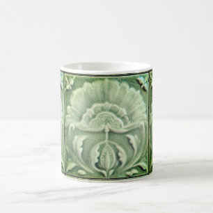 Jugendstil-Jugendstil-Blume Fliesen Design Grün Kaffeetasse