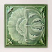 Jugendstil-Jugendstil-Blume Fliesen Design Grün Puzzle (Vertikal)