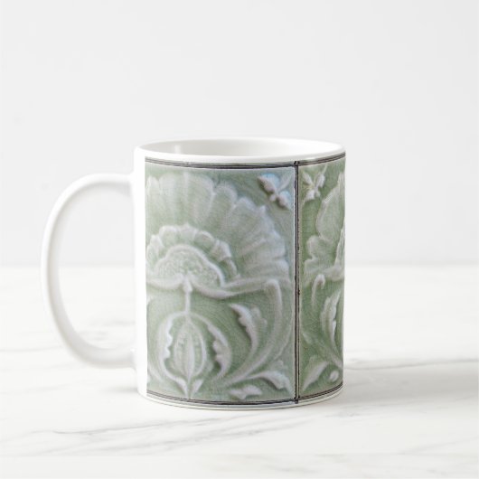 Jugendstil-Jugendstil-Blume Graugrün Kaffeetasse (Links)