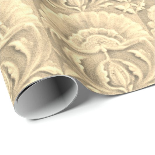 Jugendstil-Jugendstil-Blume-Ziegelgold Geschenkpapier (Rolleneckpunkt)