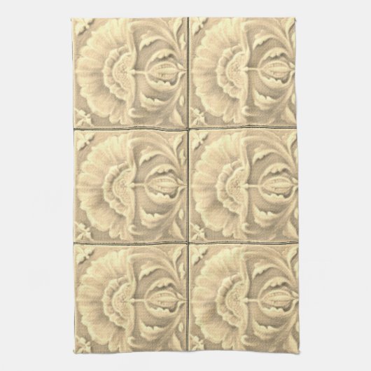 Jugendstil-Jugendstil-Blume-Ziegelgold Geschirrtuch (Vertikal)