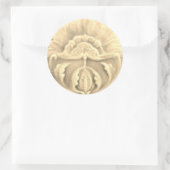Jugendstil-Jugendstil-Blume-Ziegelgold Runder Aufkleber (Tasche)