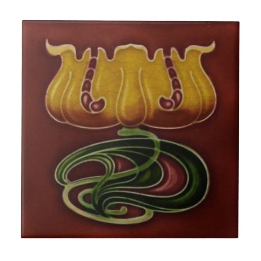 Jugendstil Jugendstil c1900 Deutscher Floral Repro Fliese (Vorderseite)