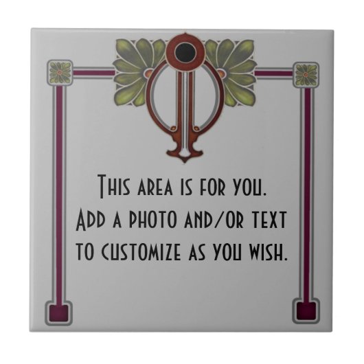 Jugendstil Jugendstil/Deko c1900 Repro Gray Burg Fliese (Vorderseite)