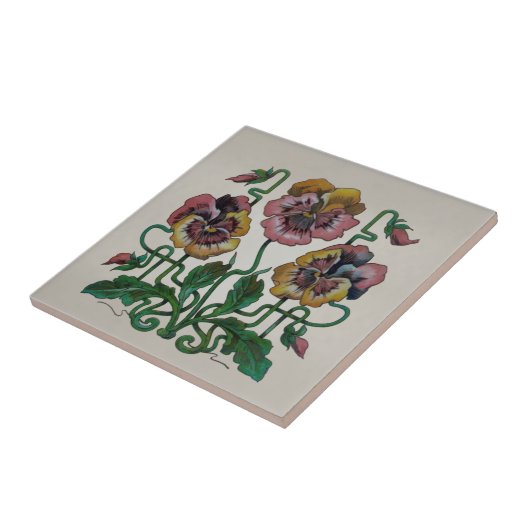 Jugendstil Jugendstil Rosa Stiefmütterchen Repro A Fliese (Seite)