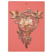 Jugendstil-Juwel Blumenbrass und pfirsichfarben Klemmbrett (Rückseite)