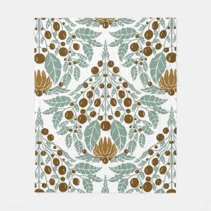 Jugendstil-Kakao & Mint-Vintage Blumenschlacke Fleecedecke