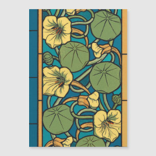 Jugendstil Kapuzinerkresse Blau Gold floral Verneu Magnetkarte