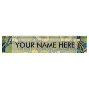 Jugendstil Kapuzinerkresse Blau Gold floral Verneu Namensplakette